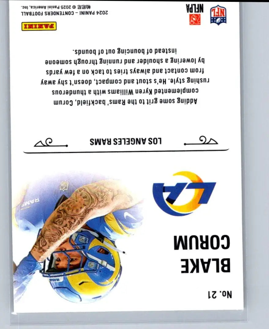 2024 Panini Contenders Blake Corum Rookie Stallions Bronze football card featuring Blake Corum