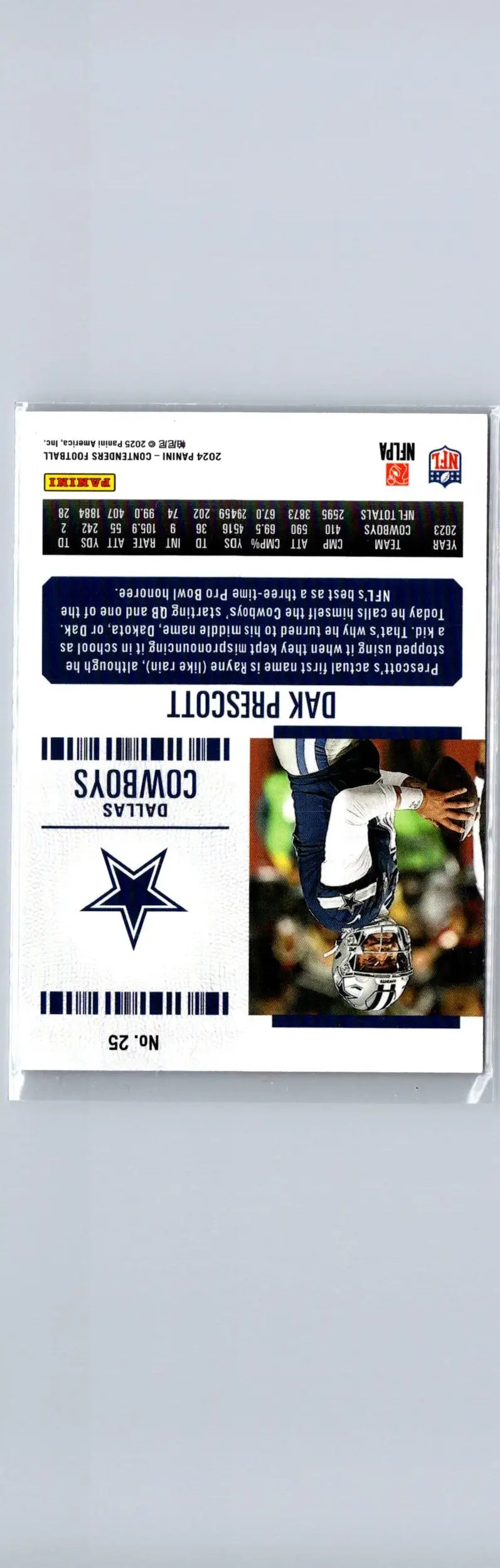 Dak Prescott football card from 2024 Panini Contenders Prescott Game Ticket Bronze