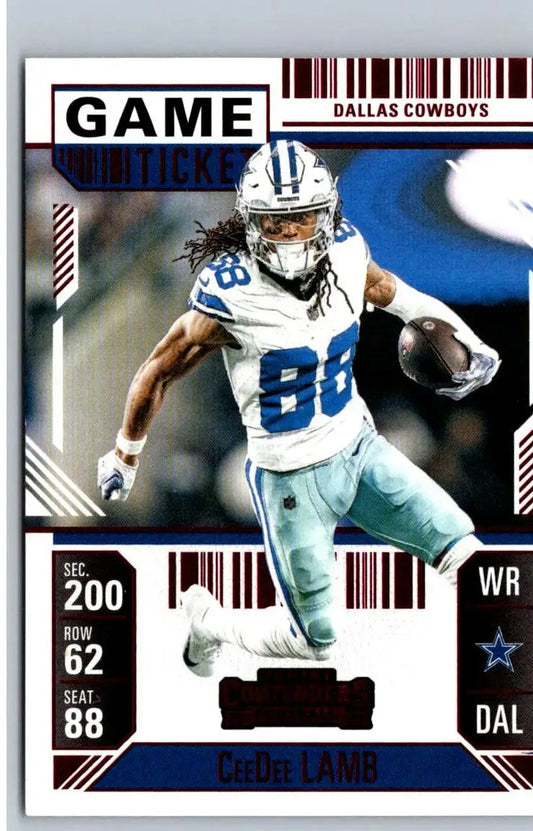 Dallas Cowboys CeeDee Lamb football card 2024 Panini Contenders Lamb Game Ticket bronze