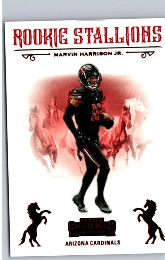 Football trading card of Marvin Harrison Jr. from Panini Contenders Rookie Stallions Red