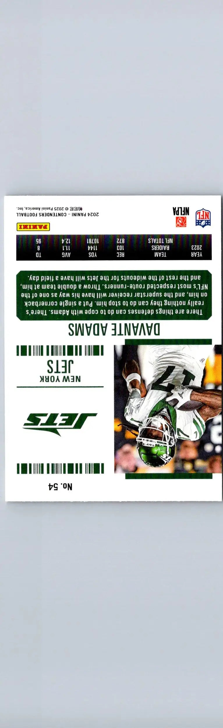 Davante Adams football card from 2024 Panini Contenders Adams Game Ticket Red series