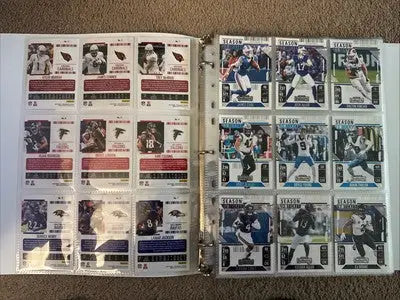 Binder of Panini Contenders Football collectible cards from the 2024 Complete Set