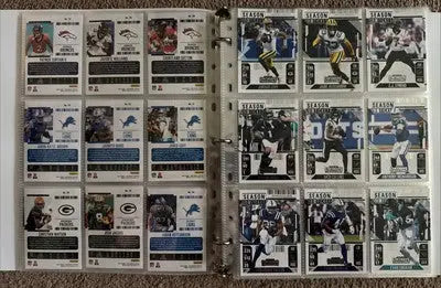 Football trading cards in binder from 2024 Panini Contenders Football complete set