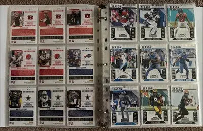 Binder with Panini Contenders Football trading cards from the complete set of 2024 season