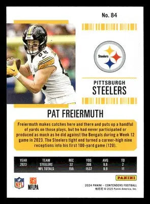 Football trading card of Pat Freiermuth from Panini Contenders Football Mojo 2024