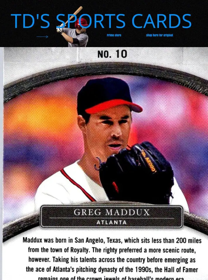 Greg Maddux baseball card from 2024 Panini Crusade Maddux Baseball Royalty collection