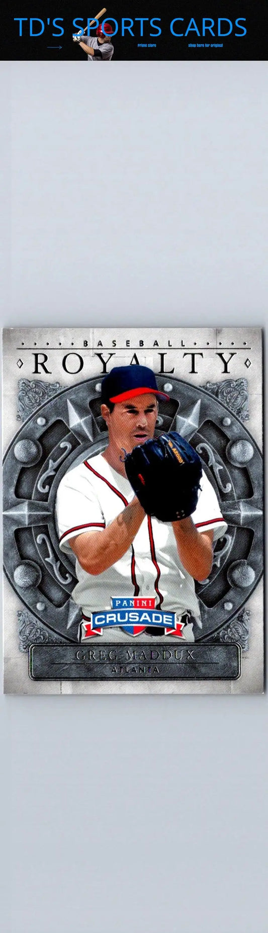 2024 Panini Crusade #10 Greg Maddux Baseball Royalty collectible card display