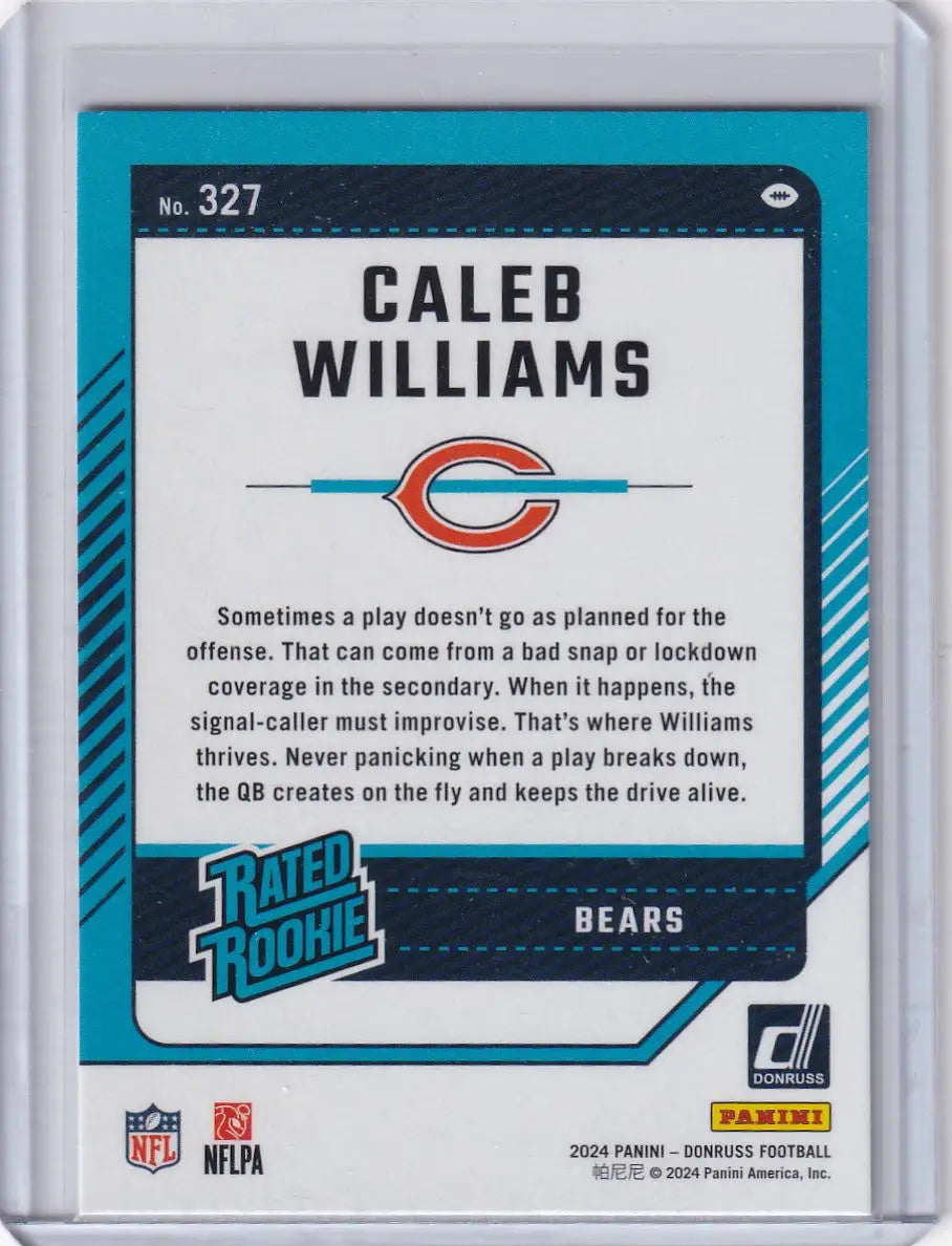 Panini Donruss Caleb Williams Chicago Bears Rated Rookie football card 2024