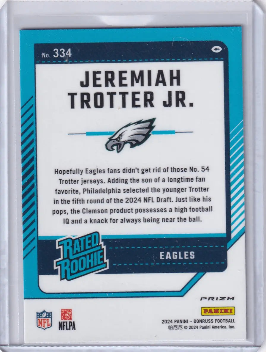 2024 Panini Donruss Blue Scope Optic Preview #334 Jeremiah Trotter Jr. - Eagles - Trading Card