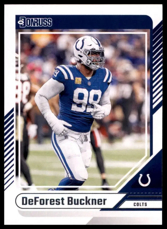 Football card featuring DeForest Buckner of the Indianapolis Colts from 2024 Panini Donruss
