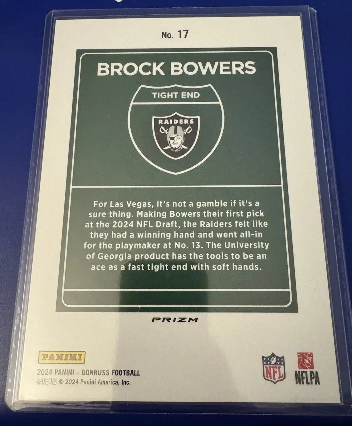 Brock Bowers 2024 Panini Donruss Downtown Oversize #17 football card collectible