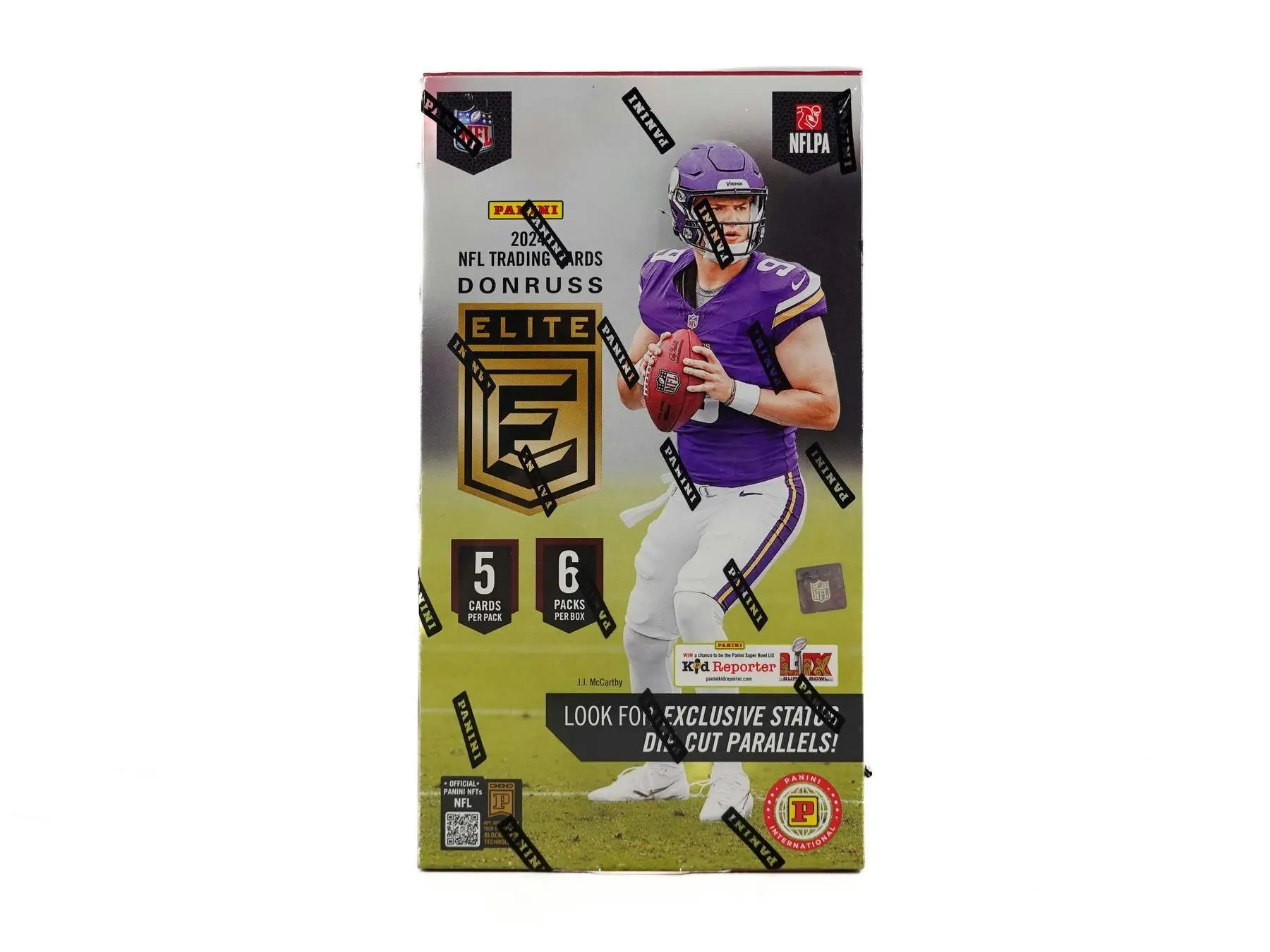 2024 Panini Donruss Elite Football International Hobby Box showing 2021 Donruss Elite football card box