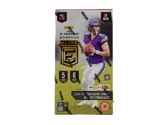 2024 Panini Donruss Elite Football International Hobby Box showing 2021 Donruss Elite football card box