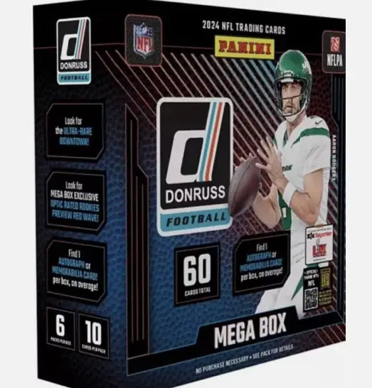 Sealed 2024 Panini Donruss Football Mega Red Wave Box with 60 cards and rare inserts