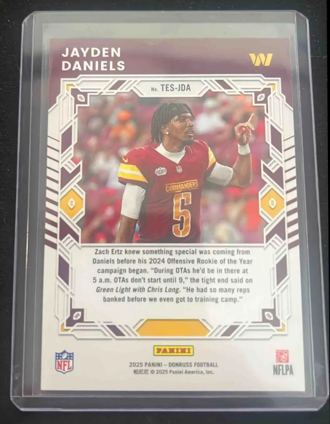 Football trading card of Jayden Daniels from 2024 Panini Donruss Jayden Daniels Elite Series