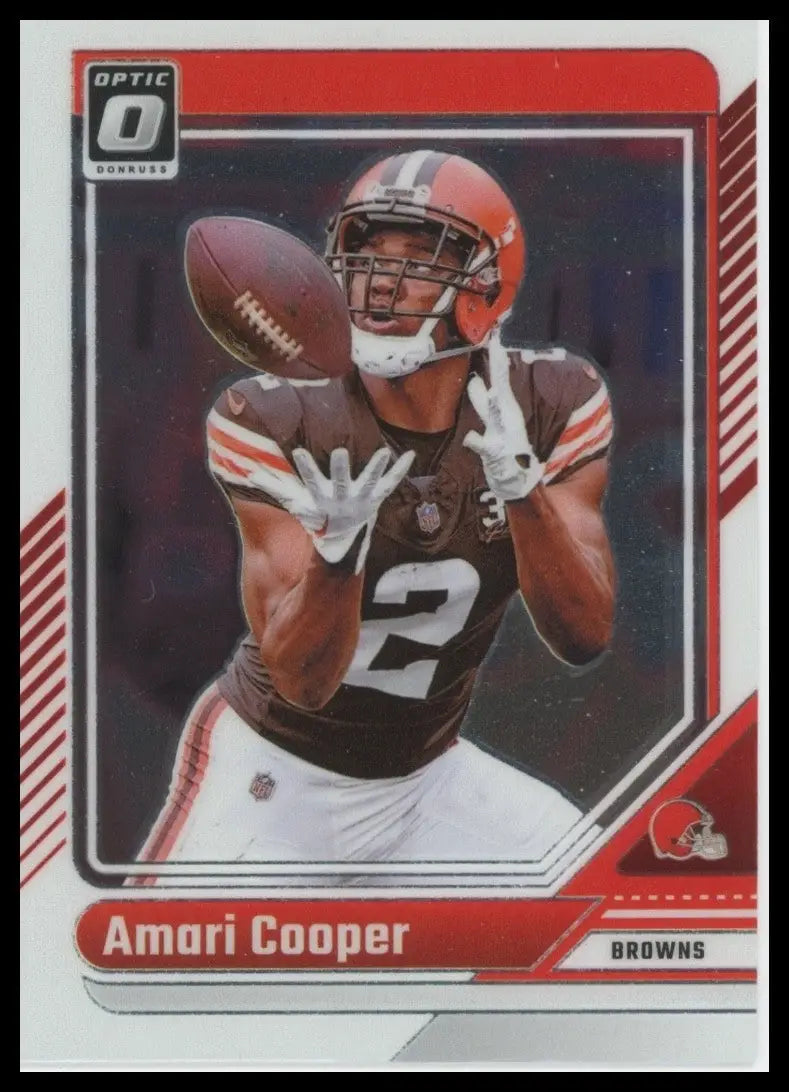 Football card featuring Amari Cooper in Cleveland Browns uniform from 2024 Panini Donruss Optic