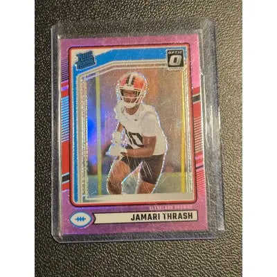 Jamari Thrash football card with pink refractor from Panini Donruss Optic 2024 draft