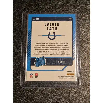 Laiatu Latu football card featuring pink refractor from 2024 Panini Donruss Optic Draft Picks Lot