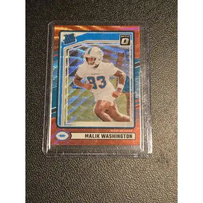 Malik Washington football card from Panini Donruss Optic Draft Picks with pink refractor and red mojo effects