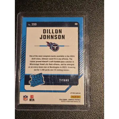 Dillon Johnson football card with pink refractor in 2024 Panini Donruss Optic draft picks lot