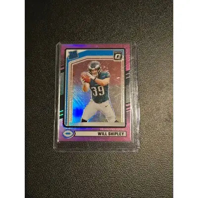 Will Shipley football card from 2024 Panini Donruss Optic Draft Picks with pink refractor