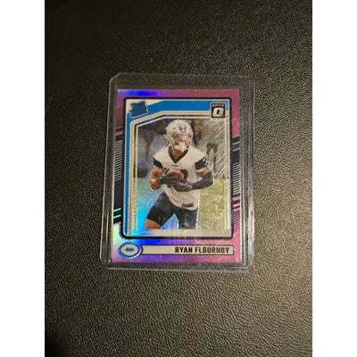 Ryan Flournoy football card with pink refractor from Panini Donruss Optic 2024 Draft Picks