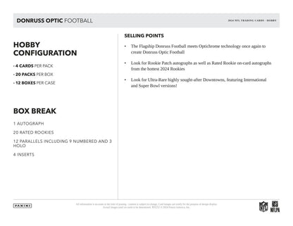 2024 Panini Donruss Optic Football Hobby Box with autograph cards and premium inserts