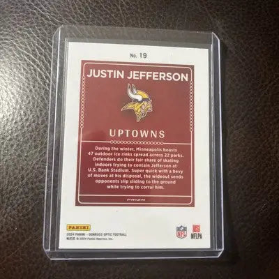 Justin Jefferson football card from 2024 Panini Donruss Optic Donruss Optic Football Uptowns Case Hit SSP