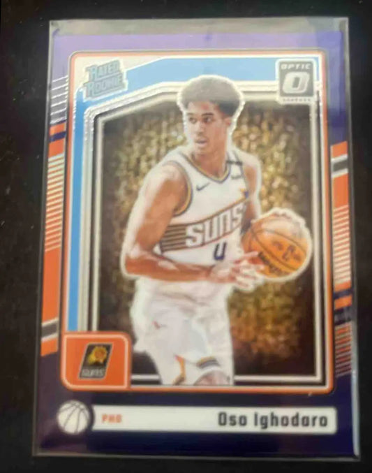 Basketball trading card of Oso Ighodaro in Phoenix Suns uniform from Panini Donruss Optic Donruss Optic Oso collection