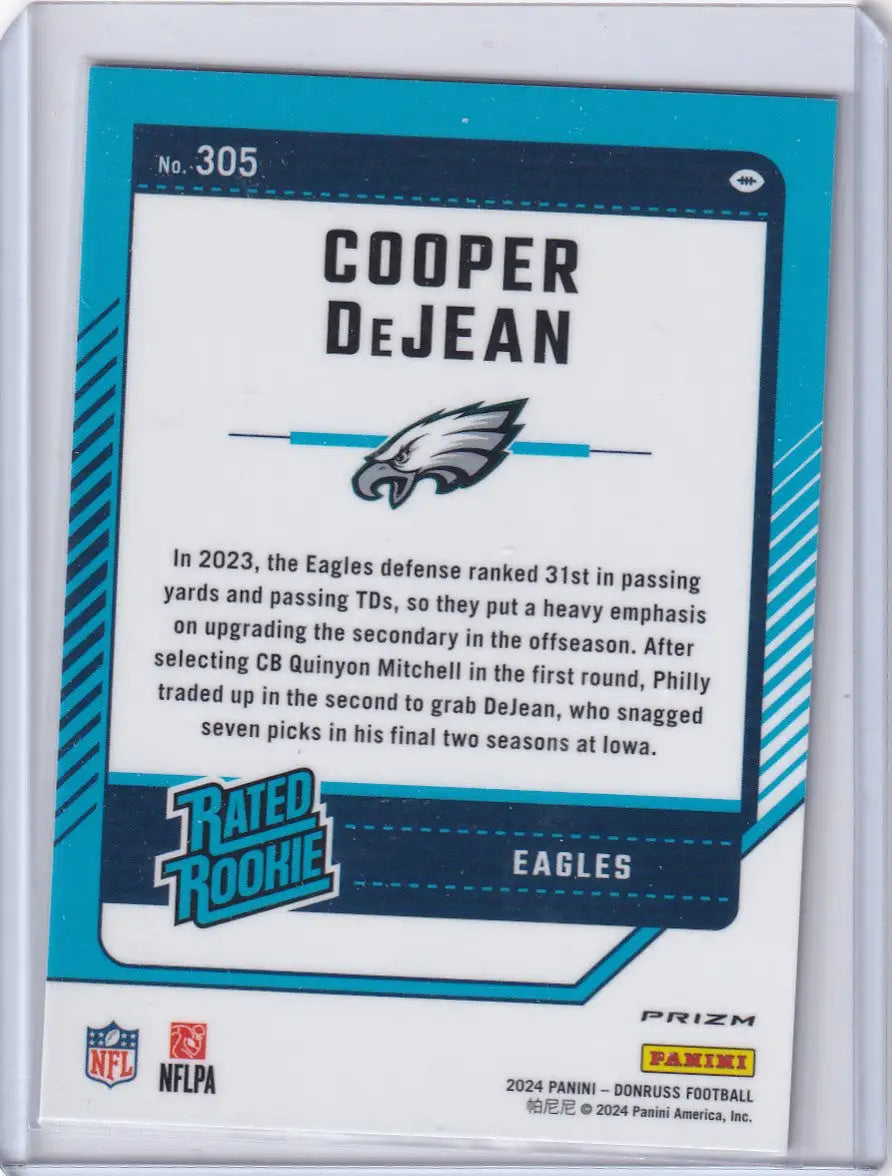 2024 Panini Donruss Optic Pink Optic Preview Holo #305 Cooper Dejean - Eagles - Trading Card