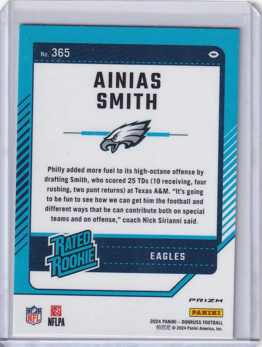 2024 Panini Donruss Pink Optic Preview Holo #365 Ainias Smith - Eagles - Trading Card
