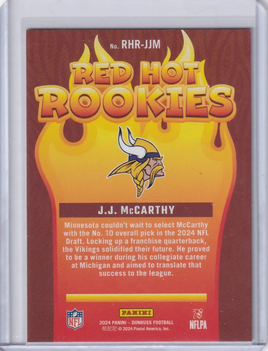 2024 Panini Donruss Red Hot Rookies #RHR-JJM JJ McCarthy - Minnesota Vikings - Trading Card