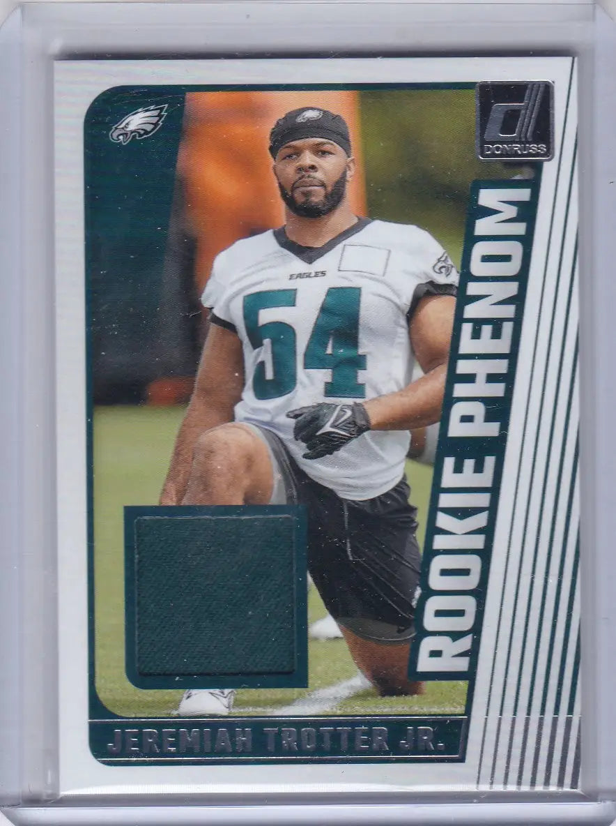 Jeremiah Trotter Jr Panini Donruss Rookie Patch football card with dark green swatch