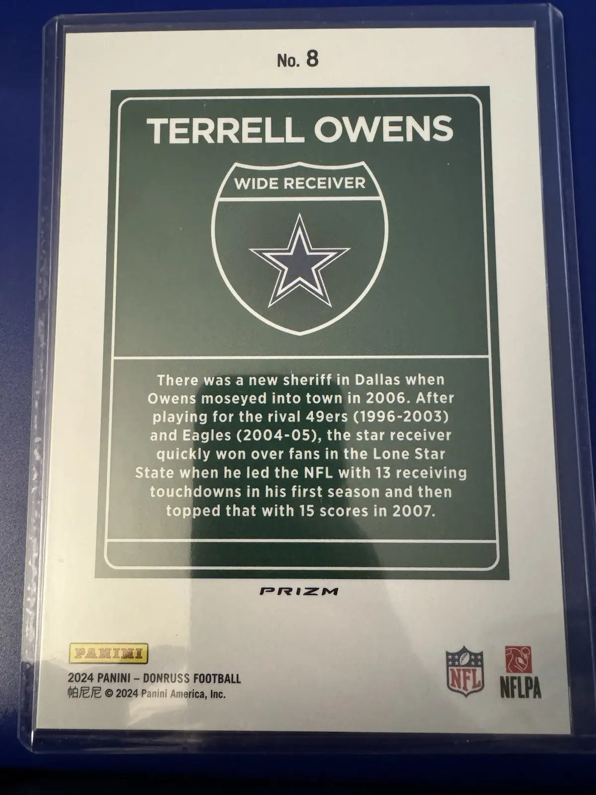 Terrell Owens Oversized Downtown Jumbo Card from Panini Donruss Terrell collection