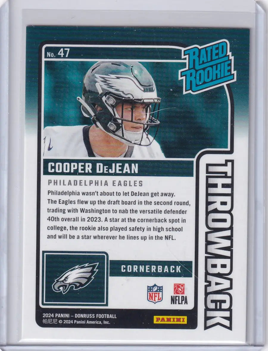 2024 Panini Donruss Throwback #47 Cooper Dejean - Philadelphia Eagles