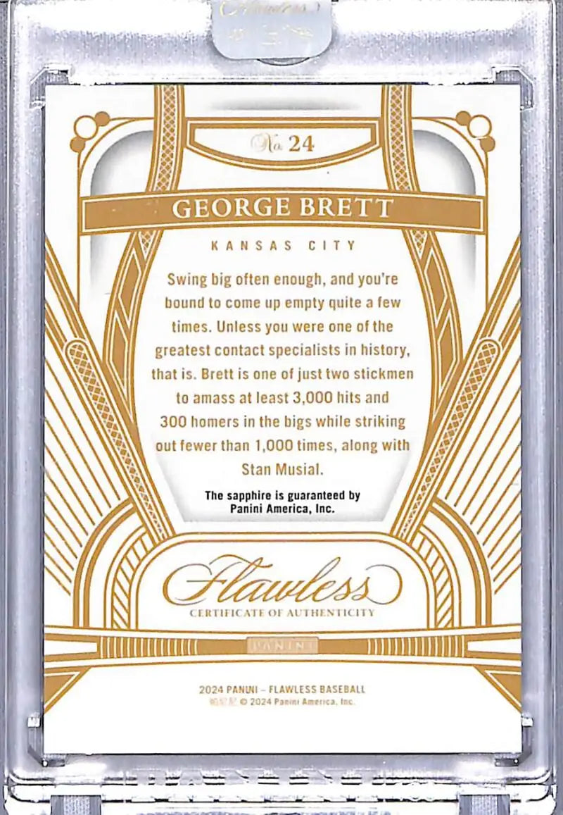 George Brett baseball card from Panini Flawless Blue 2024 Kansas City Royals