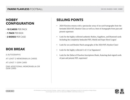 2024 Panini Flawless Football Hobby 2-Box Case - Sports Card Hobby Boxes