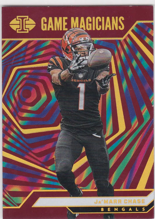 Ja’Marr Chase football card from 2024 Panini Illusions Chase Game Magicians set