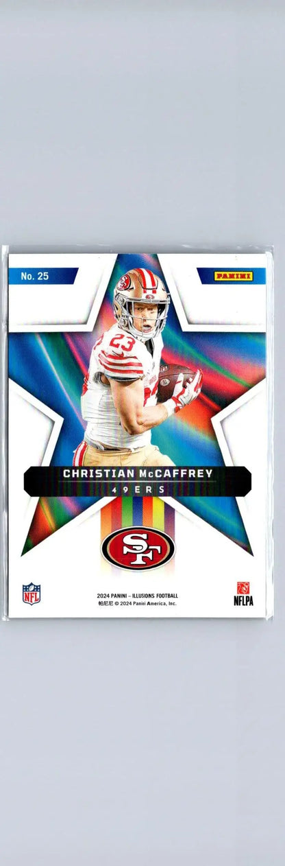 Christian McCaffrey football card from 2024 Panini Illusions Shining Stars collection
