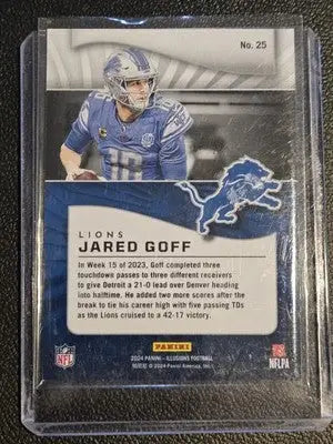 Jared Goff football card from 2024 Panini Illusions Goff Blue Trophy Collection