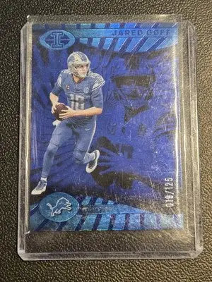 Jared Goff football card from 2024 Panini Illusions Goft Blue Trophy Collection