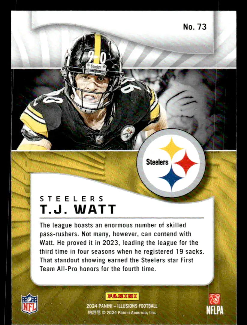 2024 Panini Illusions T.J. Watt football card displayed in packaging