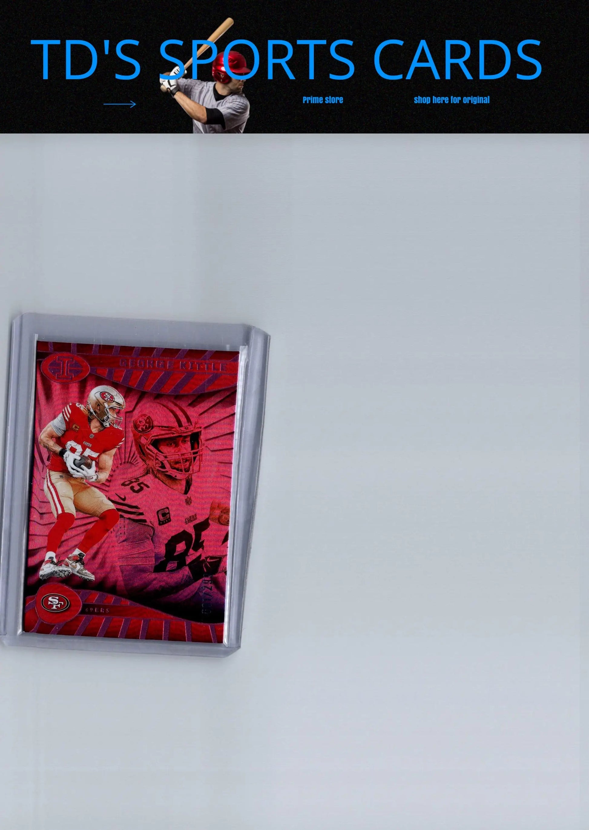 Framed football trading card of George Kittle Pink Trophy Collection #/299