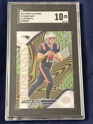 Graded 2024 Panini Illusions Drake Maye Illusionists Rainbow football card SGC 10