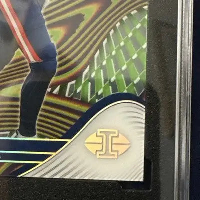 Encased Panini Illusions football trading card featuring Drake Maye with I logo in perfect grade