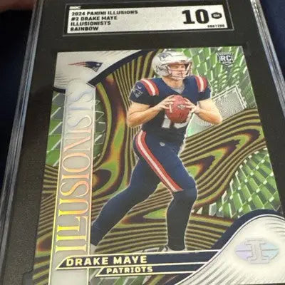 Graded 2024 Panini Illusions Drake Maye Rainbow Football Card SGC 10 Pop 1