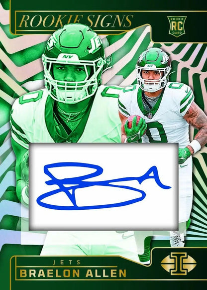 Braeleon Allen rookie card from 2024 Panini Illusions Football with patch autographs