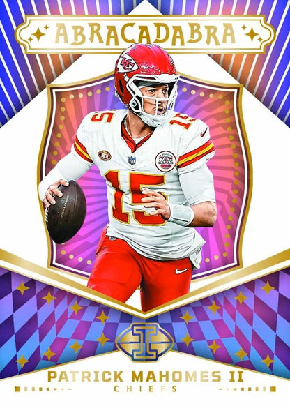 Patrick Mahomes II football card from 2024 Panini Illusions Football Hobby with patches and autographs