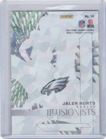 Jalen Hurts Philadelphia Eagles trading card from Panini Illusions Illusionists Sapphire series