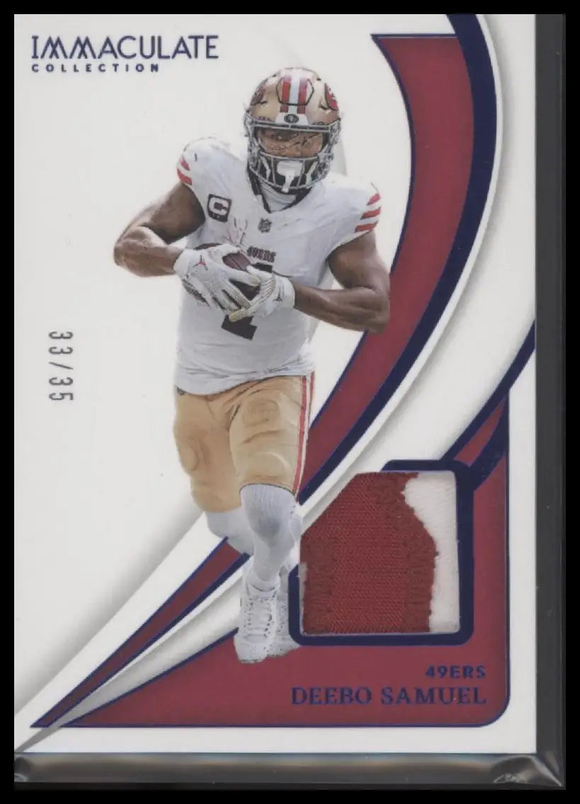 Deebo Samuel Panini Immaculate Collection football trading card with jersey patch